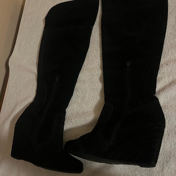 Chocolate Blu Duffy Wedge Black Boots Sz 9 1/2 - Picture 5 of 8